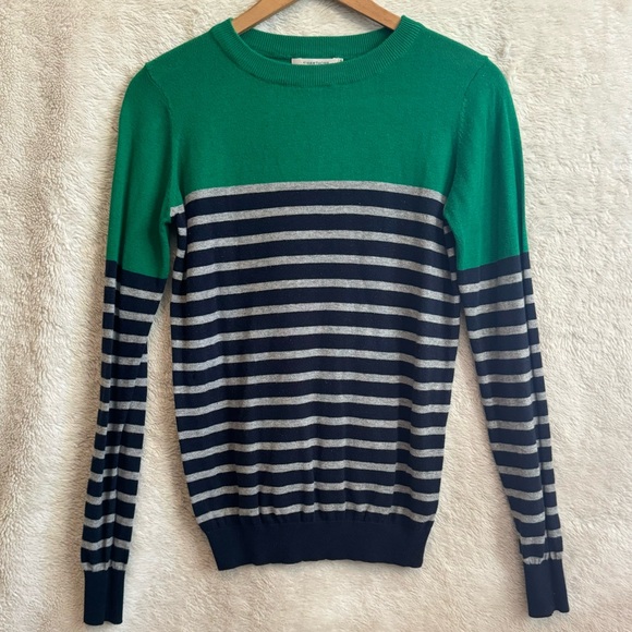 Hawthorne stitch fix green navy & white striped sweater. Size small - Picture 1 of 4